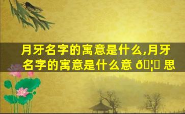月牙名字的寓意是什么,月牙名字的寓意是什么意 🦄 思
